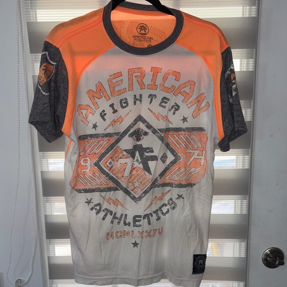 2 American Fighter Pink and Orange Burnout Graphic Tees - Picture 9 of 10
